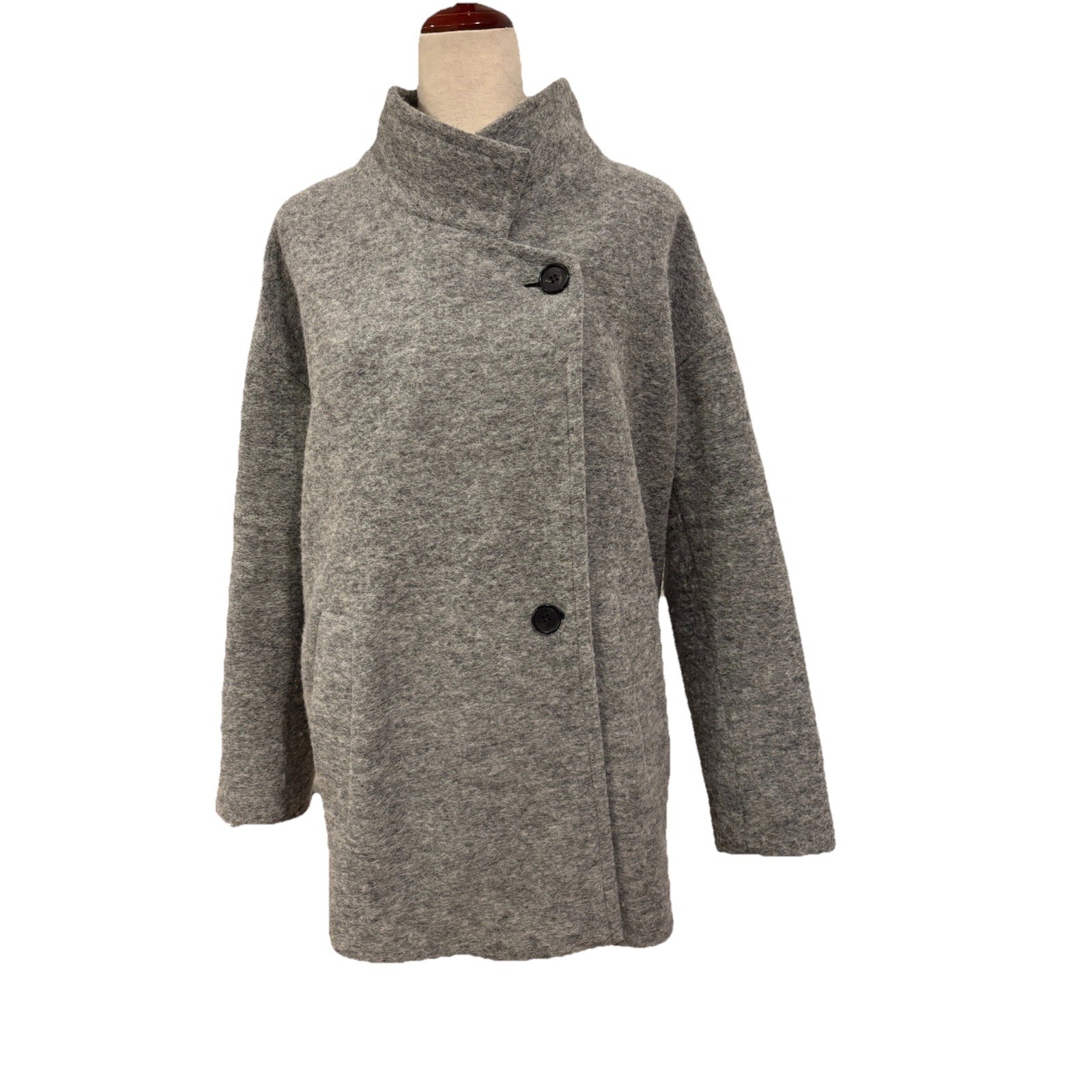 Allsaints Meade Ricci Oversized Wool Blend Coat Overcoat Size 6 Grey
